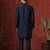 navy blue dupion kurta for men with solid design