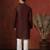 Maroon dupion kurta pyjama set for men with solid design