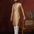 Brown dupion kurta pyjama set for men with solid design
