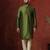 green dupion kurta pyjama set for men with solid design