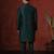 green dupion kurta pyjama set for men with solid design