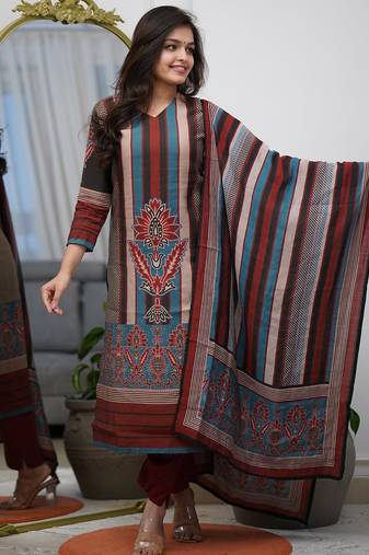 Multicolor rayon printed kurta pant set