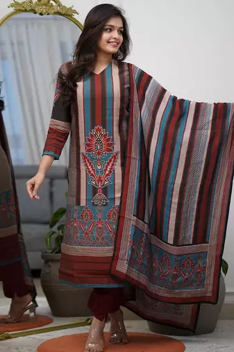 Multicolor rayon printed kurta pant set