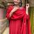 Red chanderi heavy thread embroidery work kurta pant set