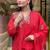 Red chanderi heavy thread embroidery work kurta pant set