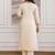 Cream chanderi heavy thread embroidery work kurta pant set