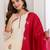 Cream chanderi heavy thread embroidery work kurta pant set
