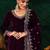 Maroon velvet heavy thread embroidery work on neck, sleeve and dupatta kurta pant set
