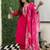 Rani pink viscose chanderi heavy thread embroidery work with printed dupatta kurta pant set
