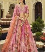 multi color silk embroidered & art mirror work wedding wear lehenga choli