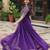 Purple Faux Blooming Embroidered & Printed Gown    