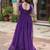 Purple Faux Blooming Embroidered & Printed Gown    