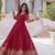 Red Faux Blooming Heavy Zari   Sequins Embroidered Gown