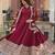  Maroon Star Georgette Zari   Sequins Embroidered Gown     Wedding & Party Wear