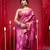 Banarasi kora organza silk saree in magenta color with copper zari floral motifs