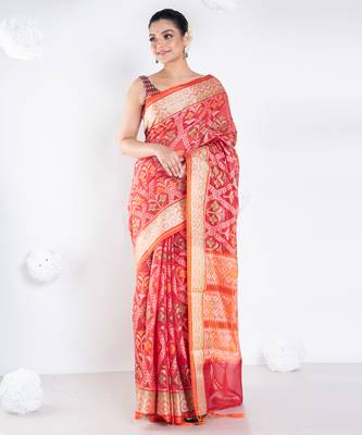 Banarasi patola saree in red color 1