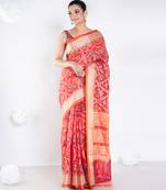 Banarasi patola saree in red color