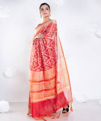 Banarasi patola saree in red color 2