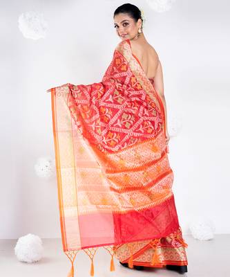 Banarasi patola saree in red color 3