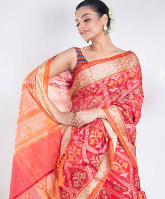 Banarasi patola saree in red color 4