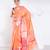 Banarasi kora organza saree in sunset orange color with golden border and booti