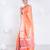 Banarasi kora organza saree in sunset orange color with golden border and booti