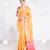 Banarasi kora organza saree in orange color with golden booti and border