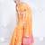 Banarasi kora organza saree in orange color with golden booti and border