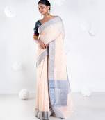 Banarasi chanderi cotton in casata pink color with dual shade and zari border