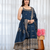 navy blue vichitra silk embroidery party wear suit set