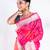 Banarasi kora cotton saree in hot pink color with floral jaal and golden border