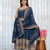 navy blue vichitra silk embroidery party wear suit set