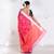 Banarasi kora cotton saree in hot pink color with floral jaal and golden border