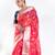Banarasi kora cotton saree in sunset red color with floral jaal and golden border