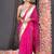Hot pink organza saree with gold gota border and fringe lace