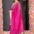 Hot pink organza saree with gold gota border and fringe lace