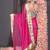 Hot pink organza saree with gold gota border and fringe lace