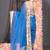 Royal blue organza saree with gold gota border and fringe lace
