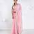 Pink color Georgette saree with golden embroidered border