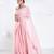Pink color Georgette saree with golden embroidered border