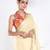 Beige color Georgette saree with golden embroidered border