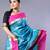 Kanjivaram saree in blue color with contravention border and zari motifs