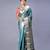 Kanjivaram saree in blue color with silver and copper zari border