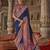 royal blue poly viscose silk blend polka dot printed banarasi saree
