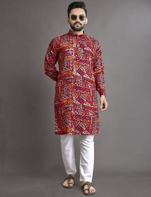 Multicolor printed cotton straight kurta 4