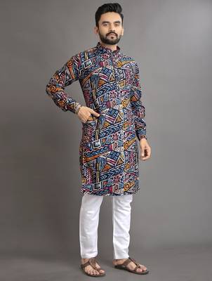 Multicolor printed cotton straight kurta 4