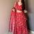 Red Floral Printed Work Soft Georgette Lehenga Choli with Sleeveless Designer Blouse, Festive Ethnic Wear Set