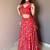 Red Floral Printed Work Soft Georgette Lehenga Choli with Sleeveless Designer Blouse, Festive Ethnic Wear Set