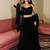 Black Sequin Work Soft Georgette Fendi Crush Lehenga with Chinnon Dupatta,Elegant Partywear Set with Stitched Blouse
