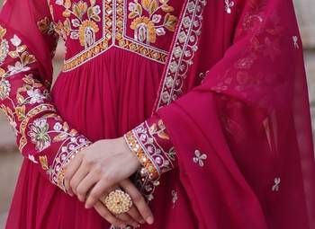 Pink Faux Blooming Designer Gown with Heavy Zari   Sequins Embroidery & Matching Sequins Dupatta 5